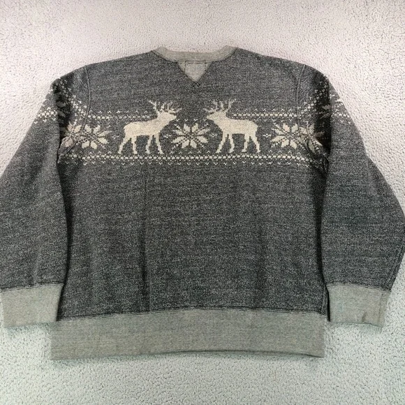 RRL Ralph Lauren Sweatshirt Adult 2XL Gray Fair Isle Nordic Crewneck Fleece